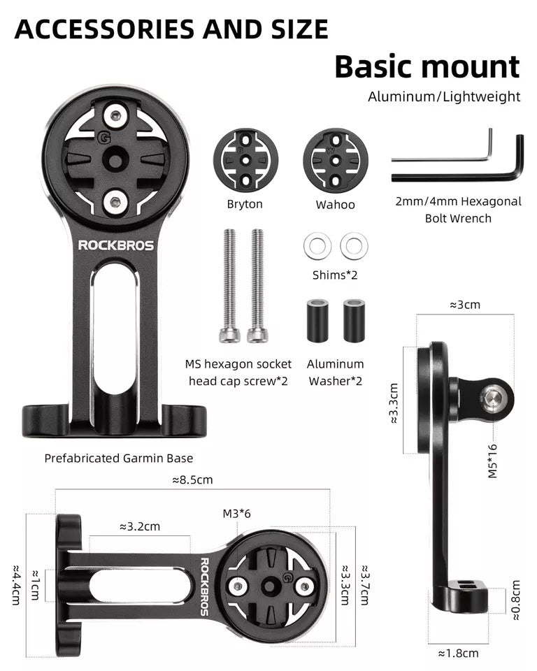 ROCKBROS nosač biciklističkog računala za Garmin Bryton Wahoo GPS držač upravljača aluminij